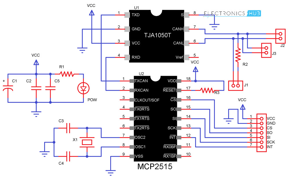 Arduino MCP2515 CAN总线接口原理图